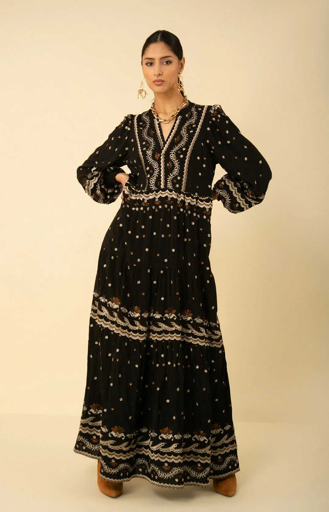 Audrey Embroidered Maxi Dress