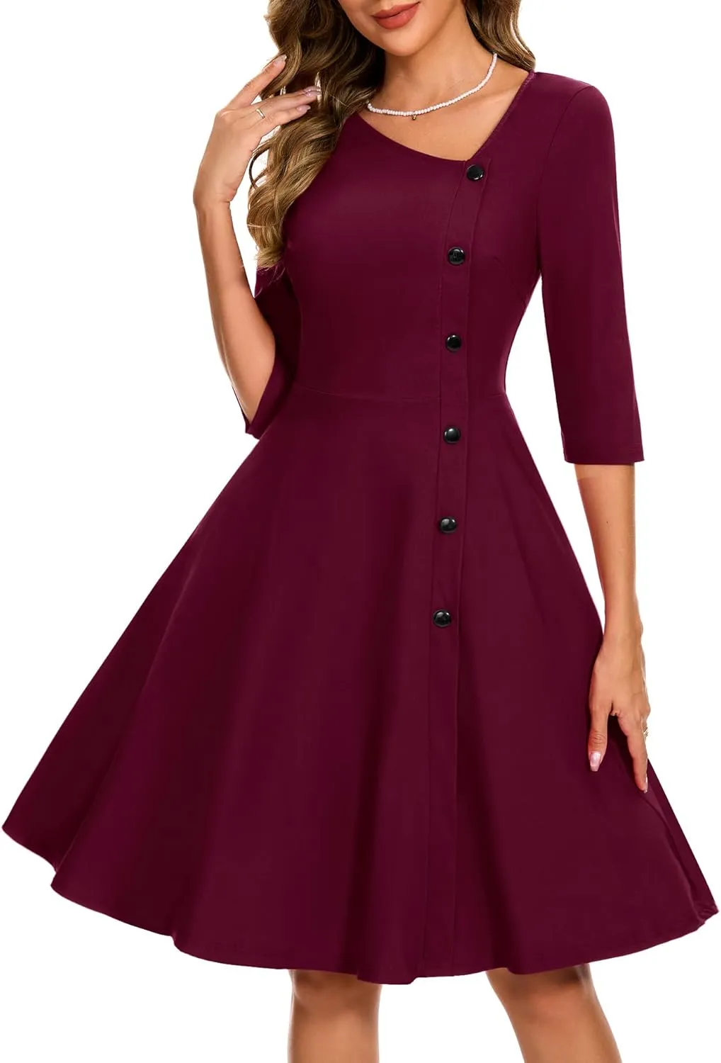 Aupuls Summer Asymmetrical Neckline Church Dresses for Women 2025 Wedding Guest Work A Line Vintage Cocktail Graduation Dress