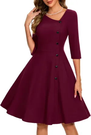 Aupuls Summer Asymmetrical Neckline Church Dresses for Women 2025 Wedding Guest Work A Line Vintage Cocktail Graduation Dress