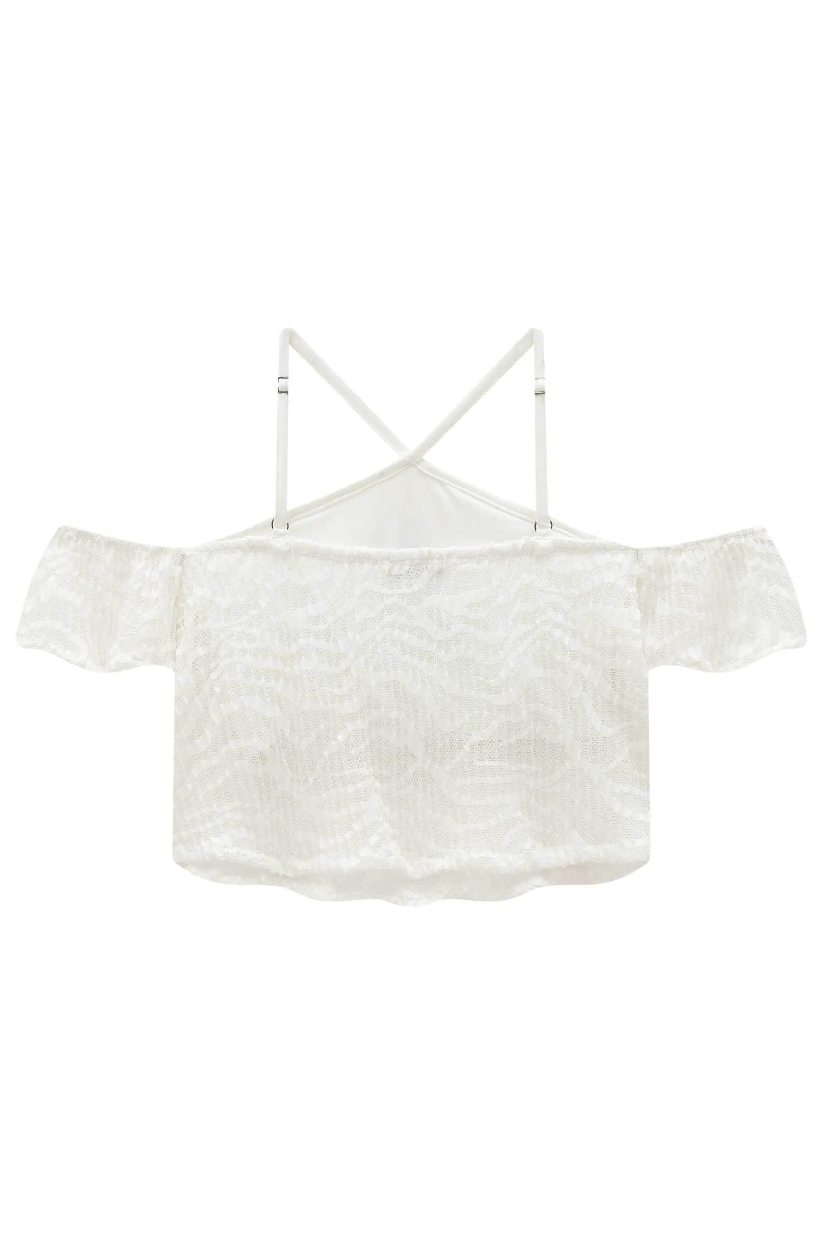 Blusa Boxy em Renda Plisse Floral 77789 Vic&Vicky