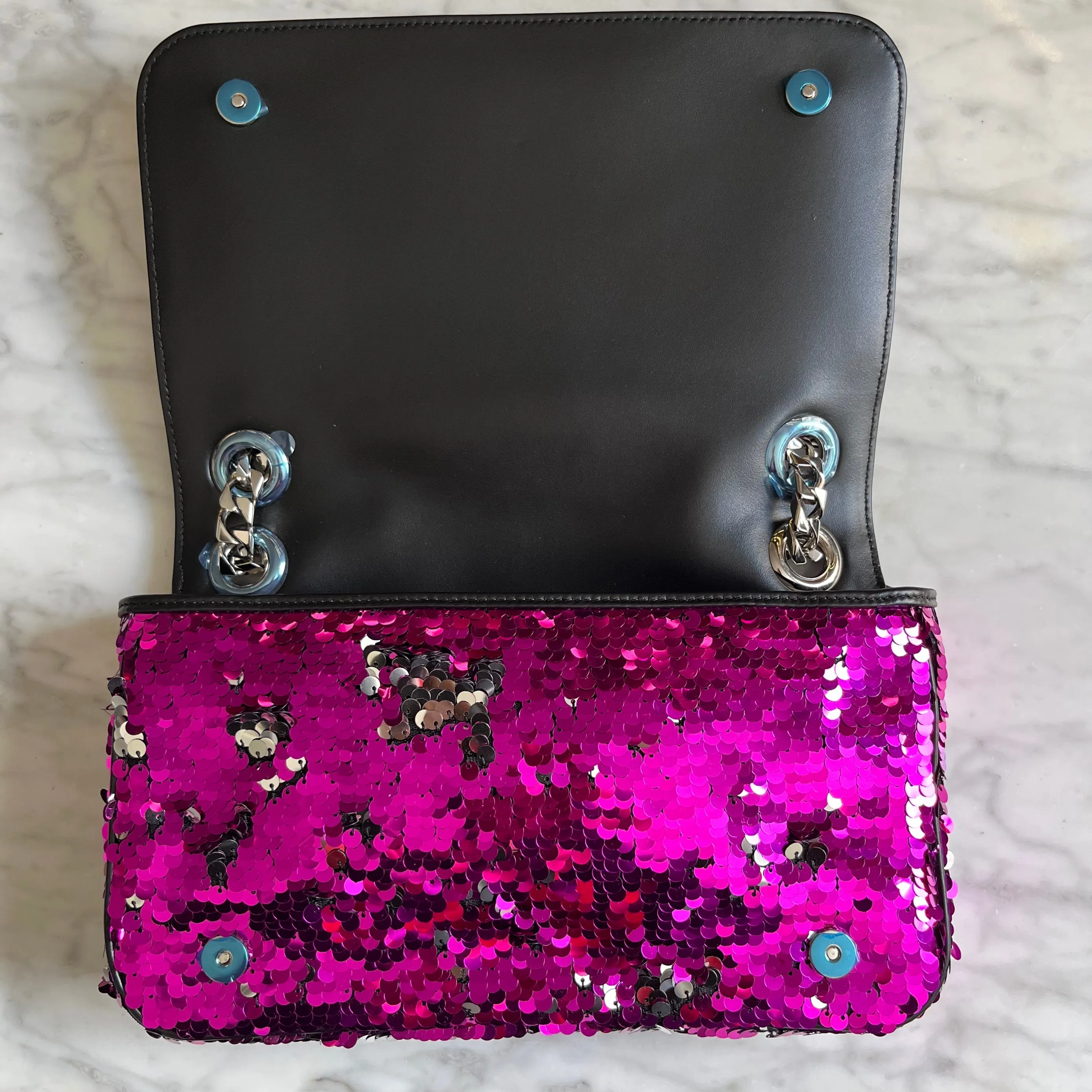 Bolsa Dolce Gabbana Paetês Bicolor Pink e Prata