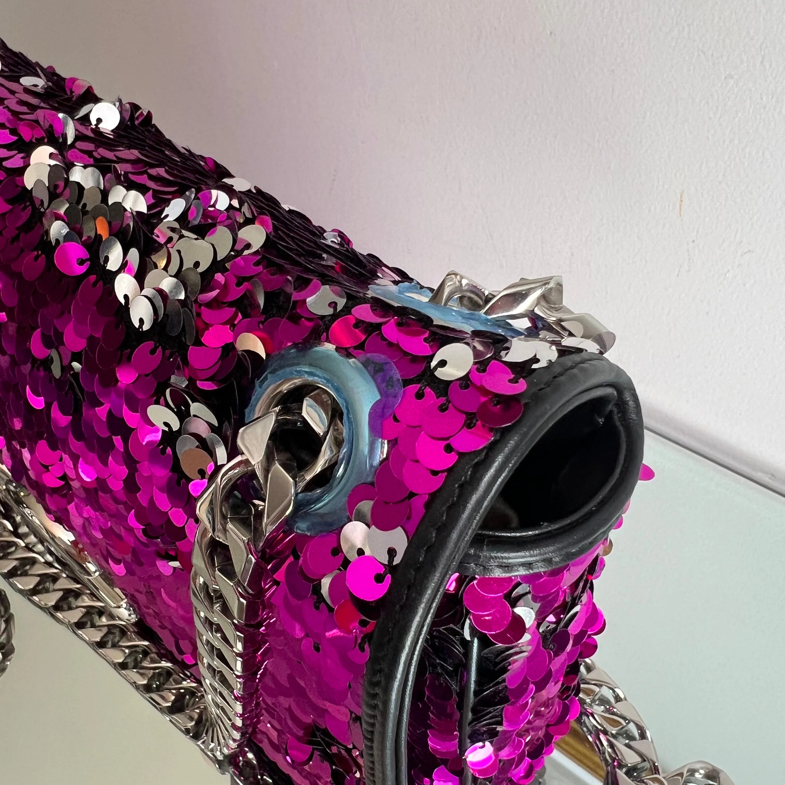 Bolsa Dolce Gabbana Paetês Bicolor Pink e Prata
