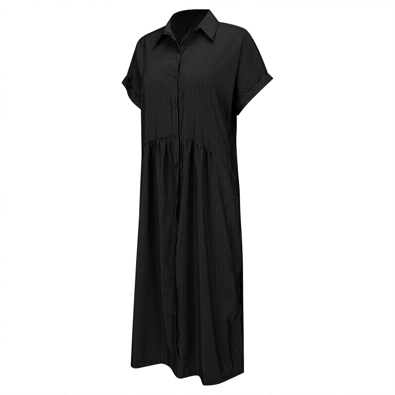 Button Down Dress for Women Short Sleeve Plus Size Striped Midi Dress Casual Summer Lightweight Collar Shirt Dresses