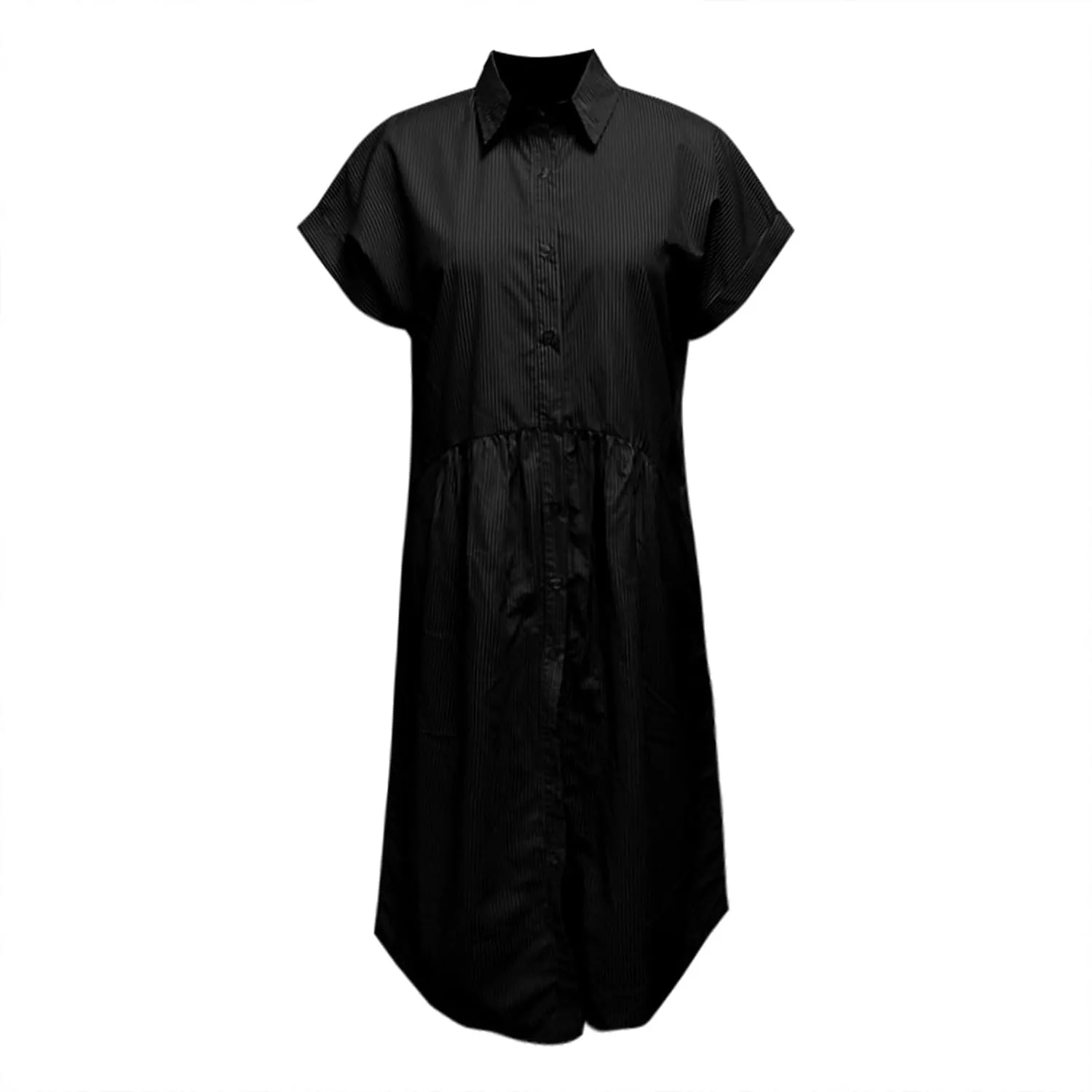 Button Down Dress for Women Short Sleeve Plus Size Striped Midi Dress Casual Summer Lightweight Collar Shirt Dresses