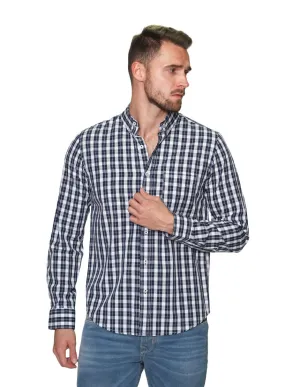 Camisas Hombre Manga Larga Cuadros Regular Fit B31227 Marino