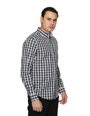 Camisas Hombre Manga Larga Cuadros Regular Fit B31227 Negro