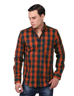 Camisas Para Hombre Moda Manga Larga Cuadros B25226 Rusty