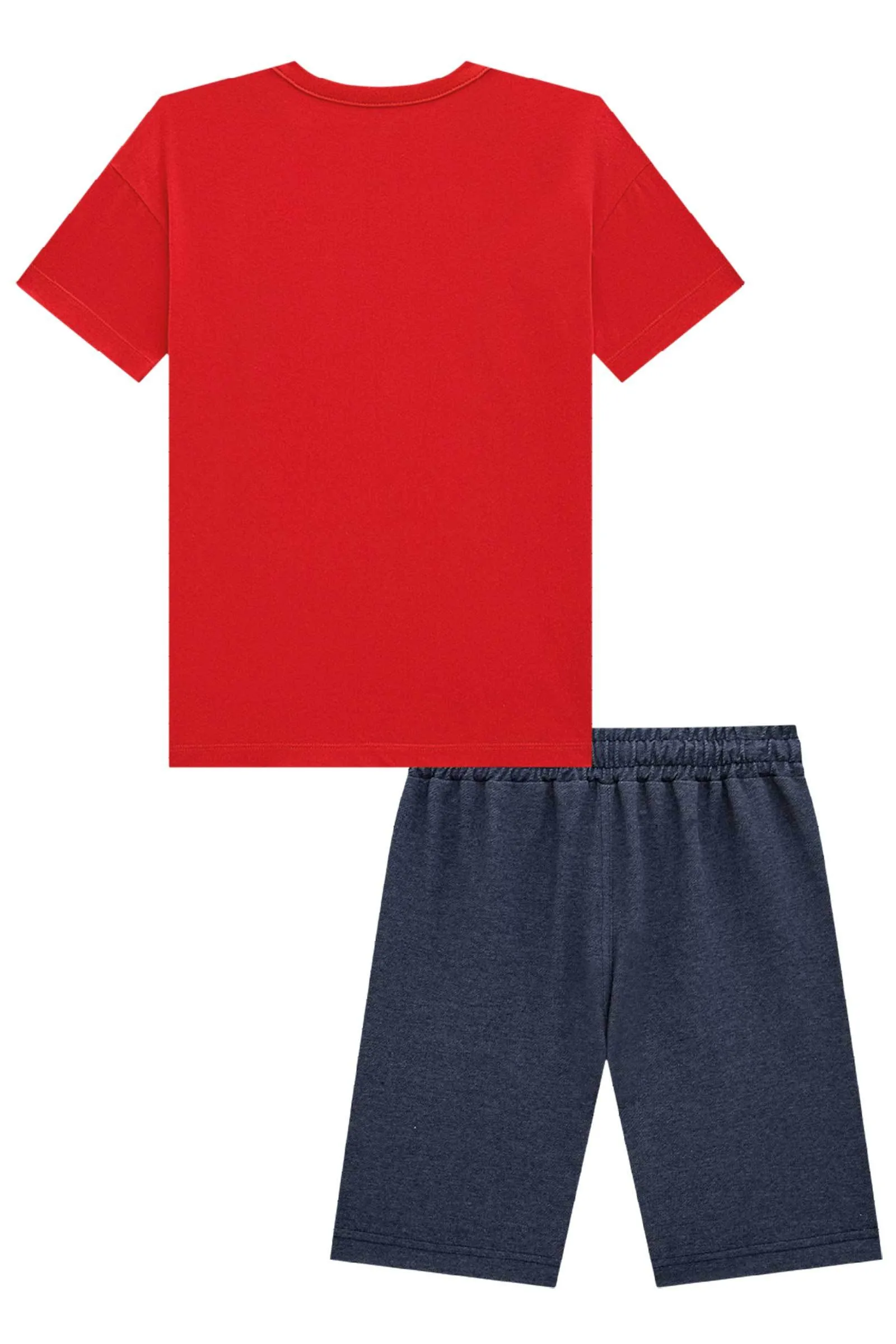 Conjunto de Camiseta em Meia Malha e Bermuda em Cotton Jeans com Elastano  75319 Johnny Fox