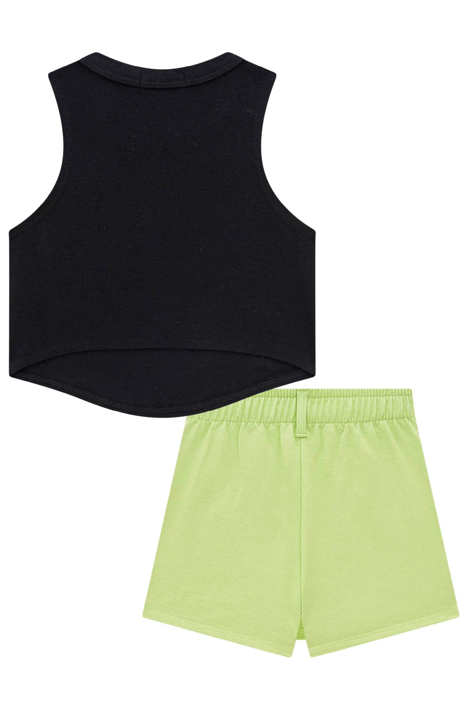 Conjunto de Cropped em Ribana 1x1 e Short Saia em Moletom 74426 Vic&Vicky