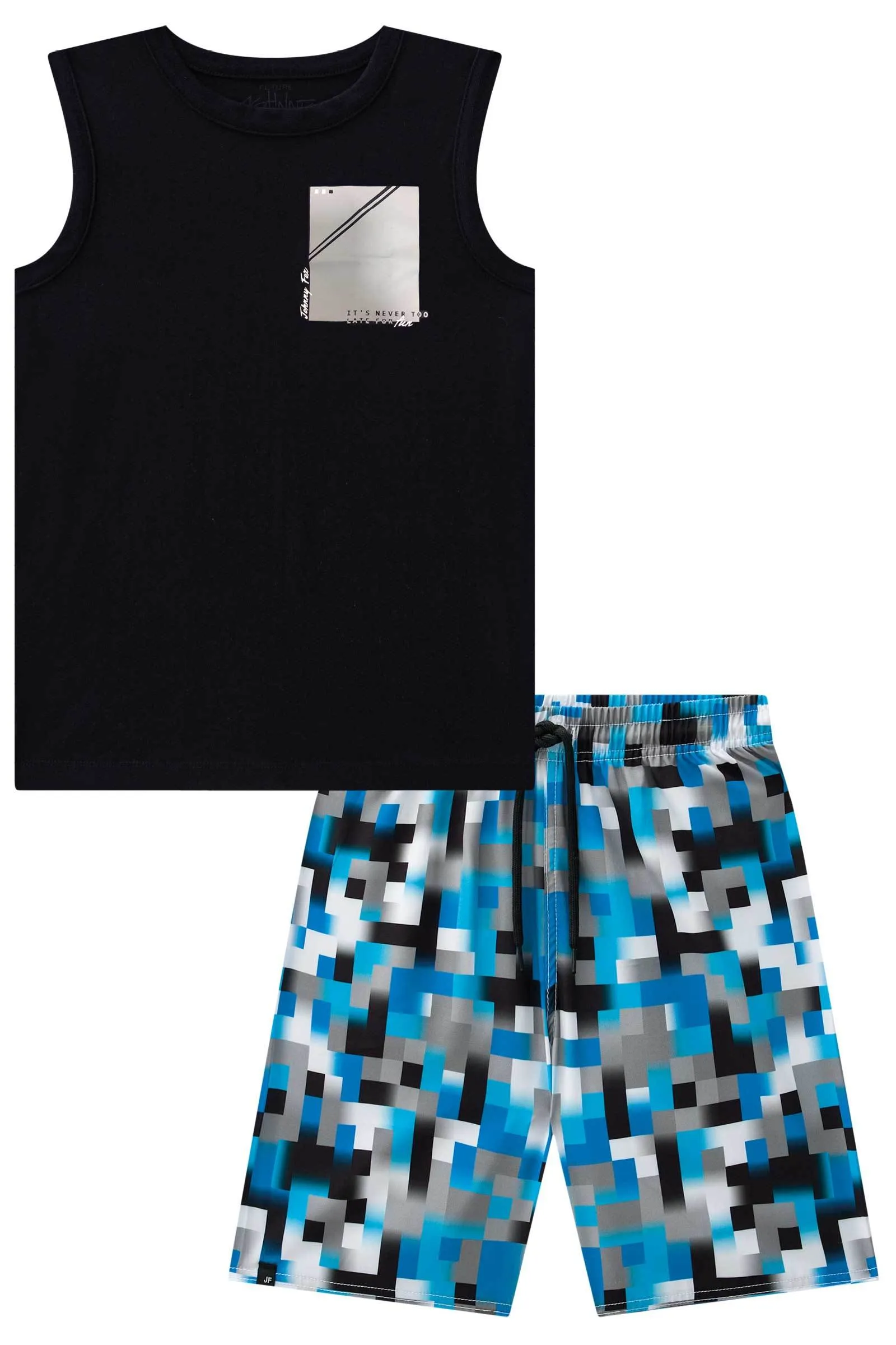 Conjunto de Regata em Meia Malha e Bermuda em Nylon Ergonomic com Elastano  75090 Johnny Fox