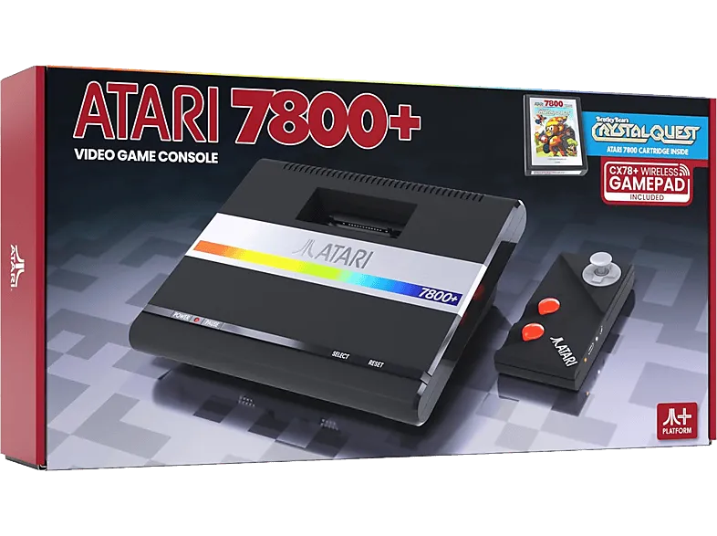 Consola retro - Atari 7800 , Gamepad inalámbrico CX78 , Juego Bentley Bear: Bentley Bear's Crystal Quest, HDMI, USB-C, Negro