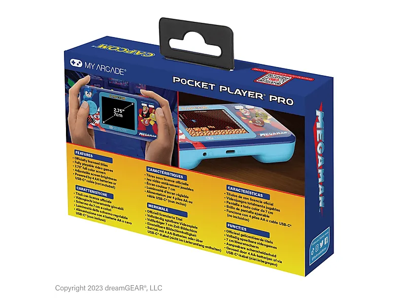Consola retro portátil - My arcade Pocket Player Pro Mega Man, Incluye juego Mega Man, Azul