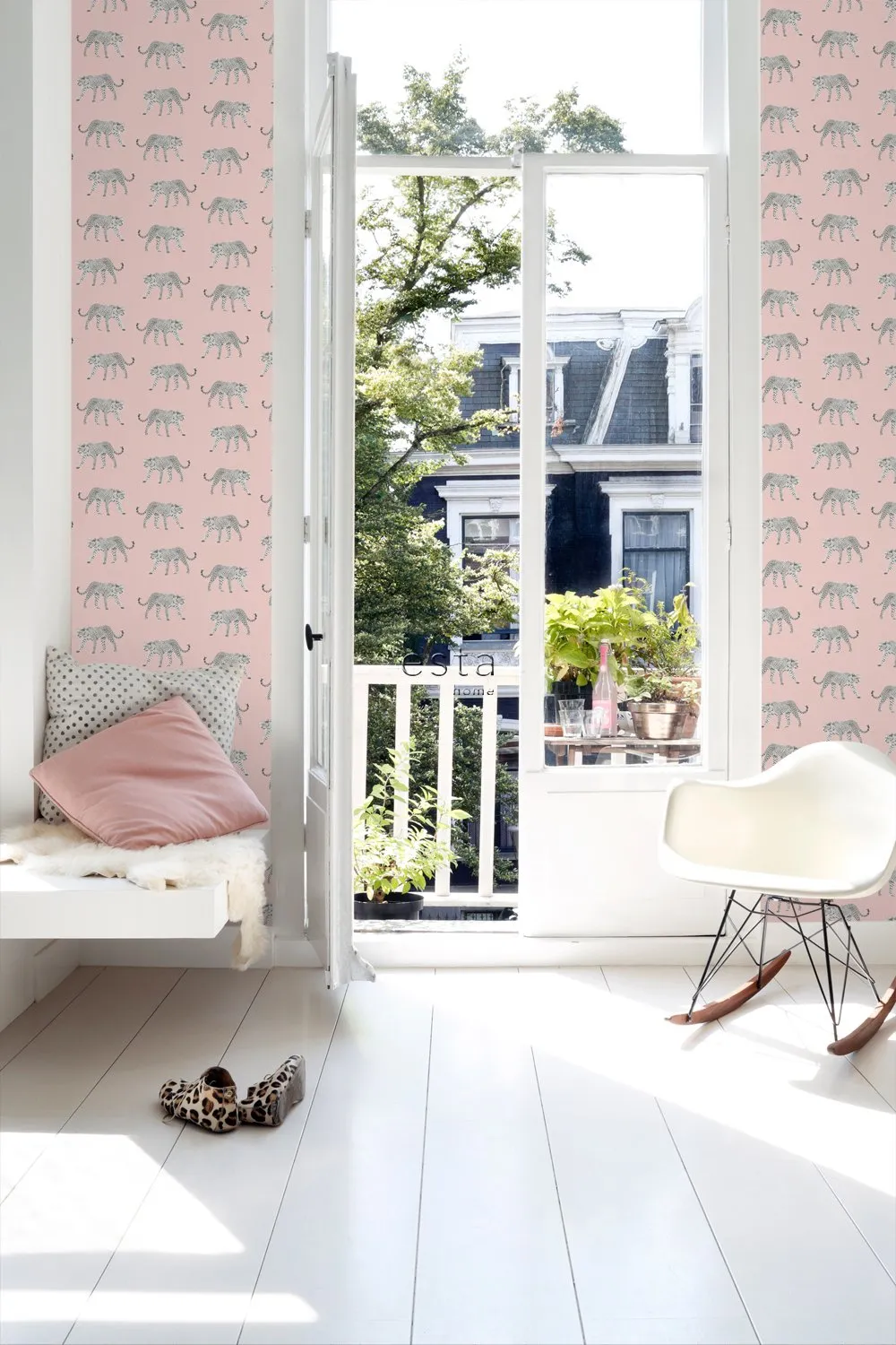 ESTAhome tapet pantrar milt rosa
