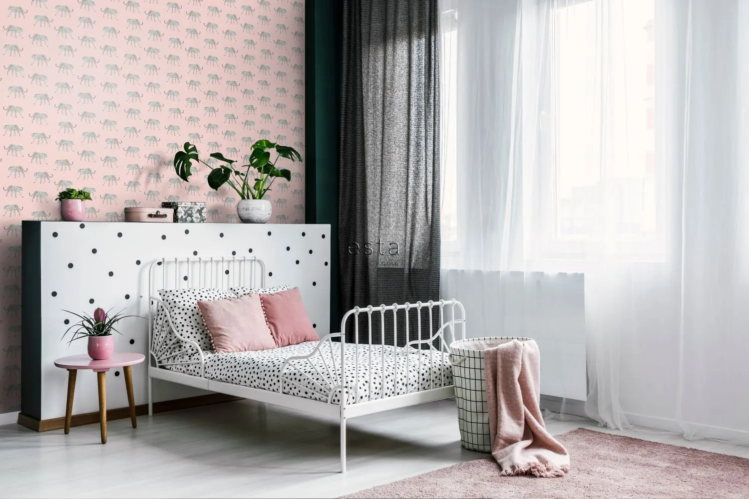 ESTAhome tapet pantrar milt rosa