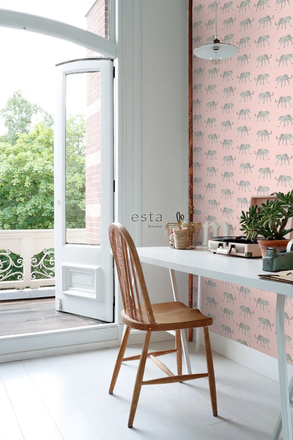 ESTAhome tapet pantrar milt rosa