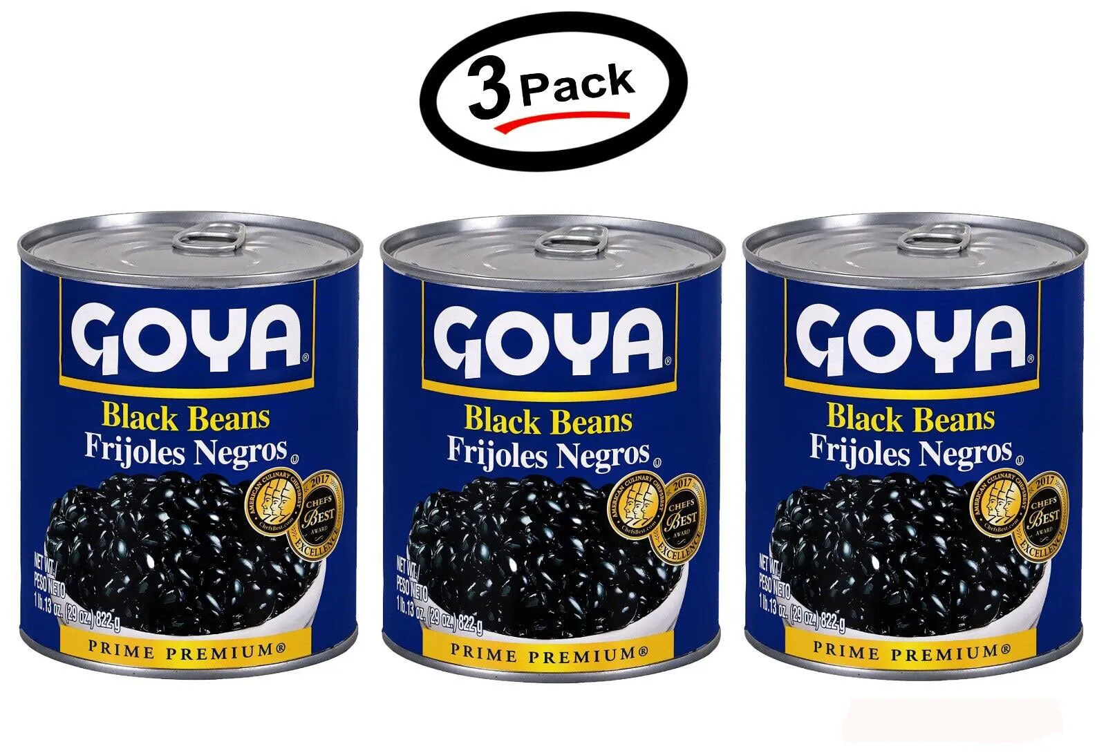 Goya Foods Black Beans, Frijoles Negros 29 Ounce (3 Pack)