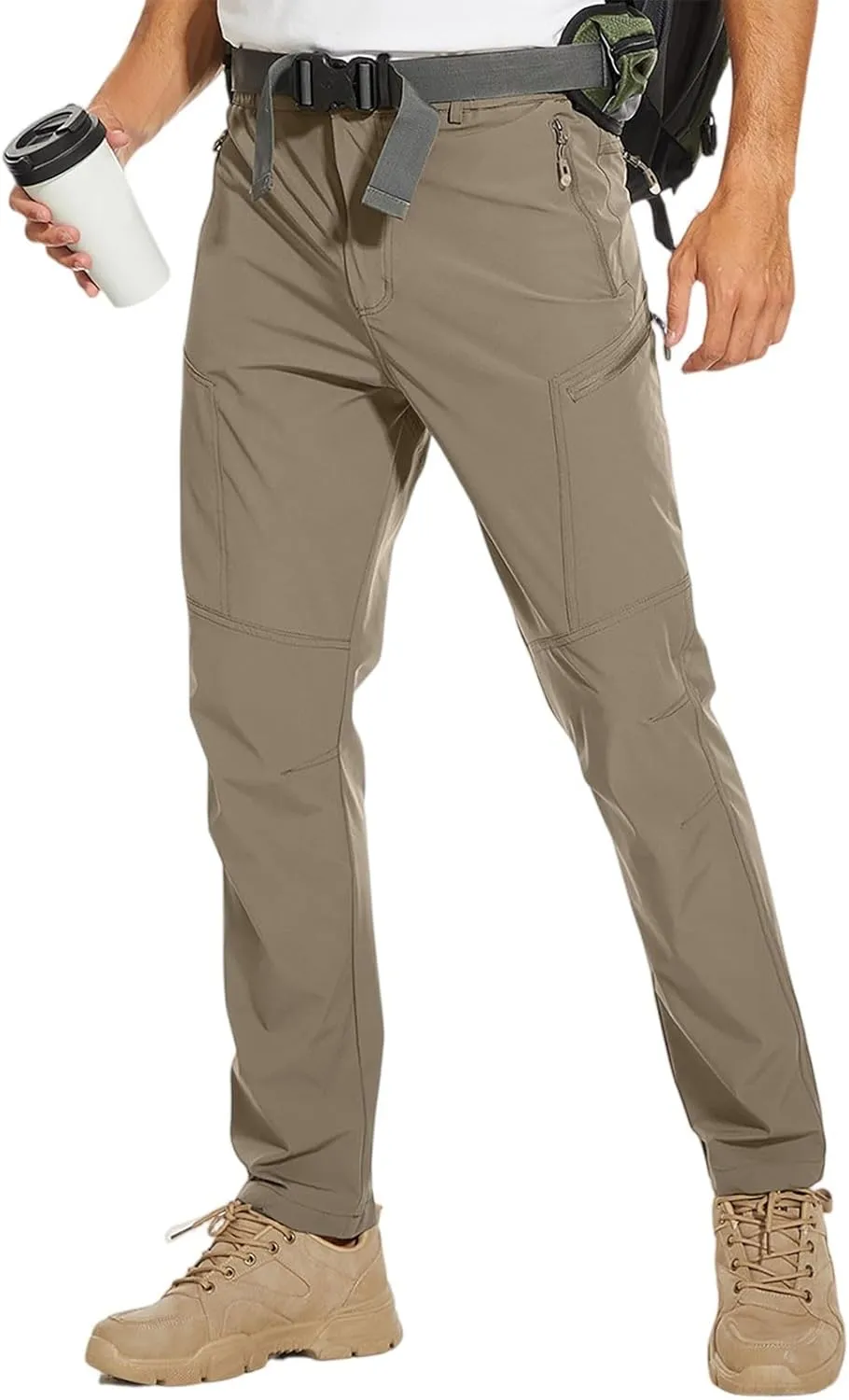 JNWYJFB Men's Athletic Cargo Pants Quick Dry Water Resistant Multipocket Stretch Pant Outdoor Hiking Camping Work Trousers