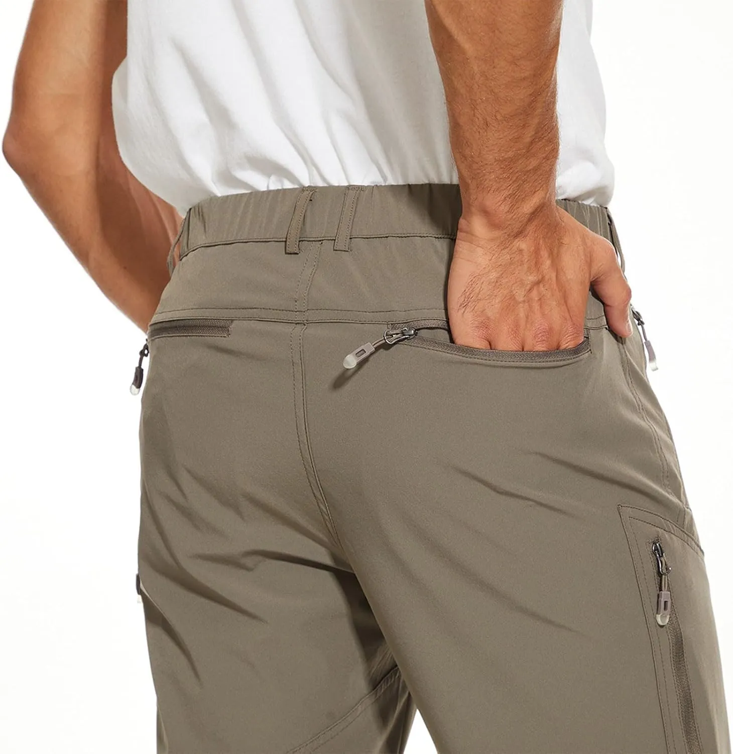 JNWYJFB Men's Athletic Cargo Pants Quick Dry Water Resistant Multipocket Stretch Pant Outdoor Hiking Camping Work Trousers