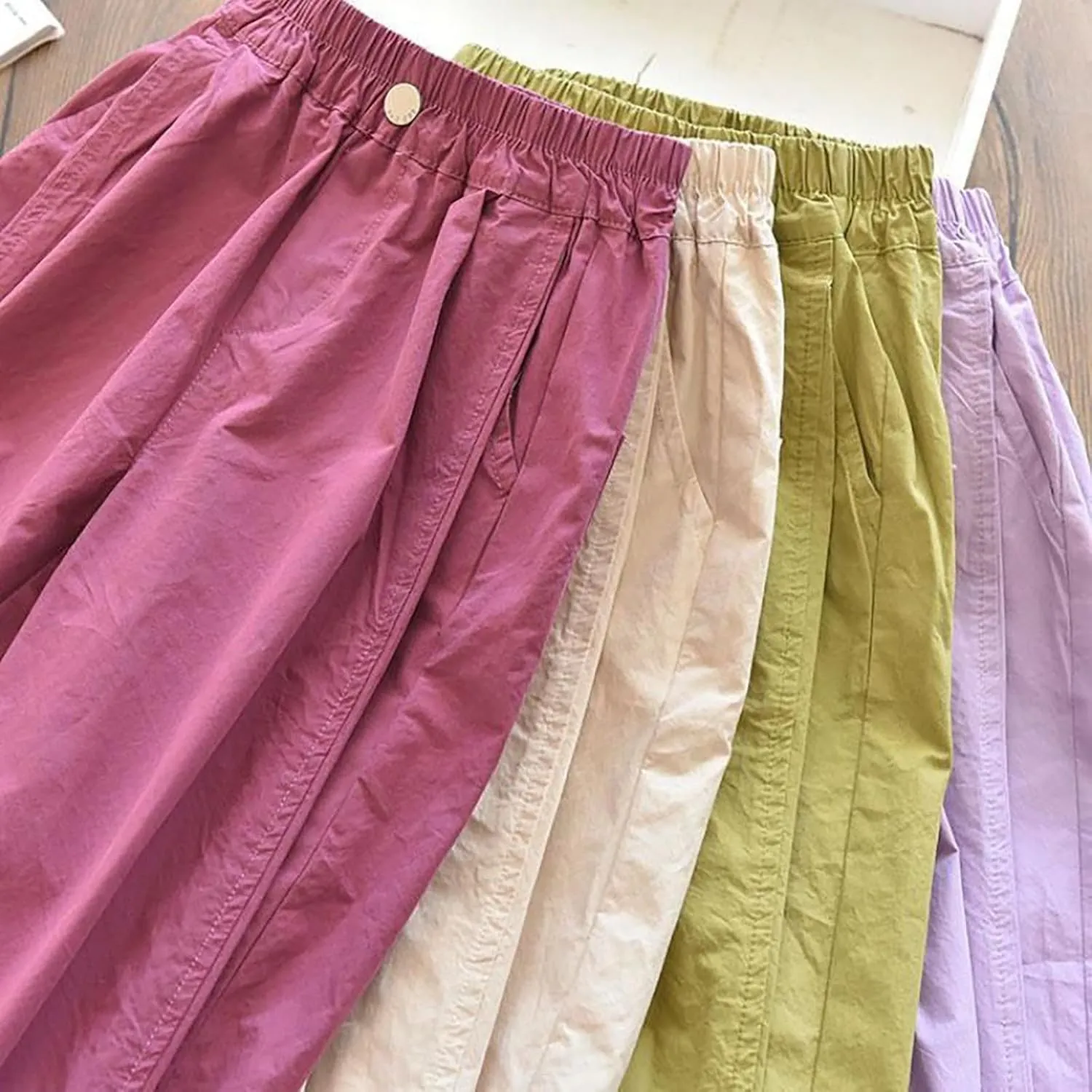Kids Girls Baggy Sweatpants Loose Wide Leg Elastic Waist Solid Color Athletic Joggers Trousers Summer Comfy Pants