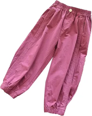 Kids Girls Baggy Sweatpants Loose Wide Leg Elastic Waist Solid Color Athletic Joggers Trousers Summer Comfy Pants