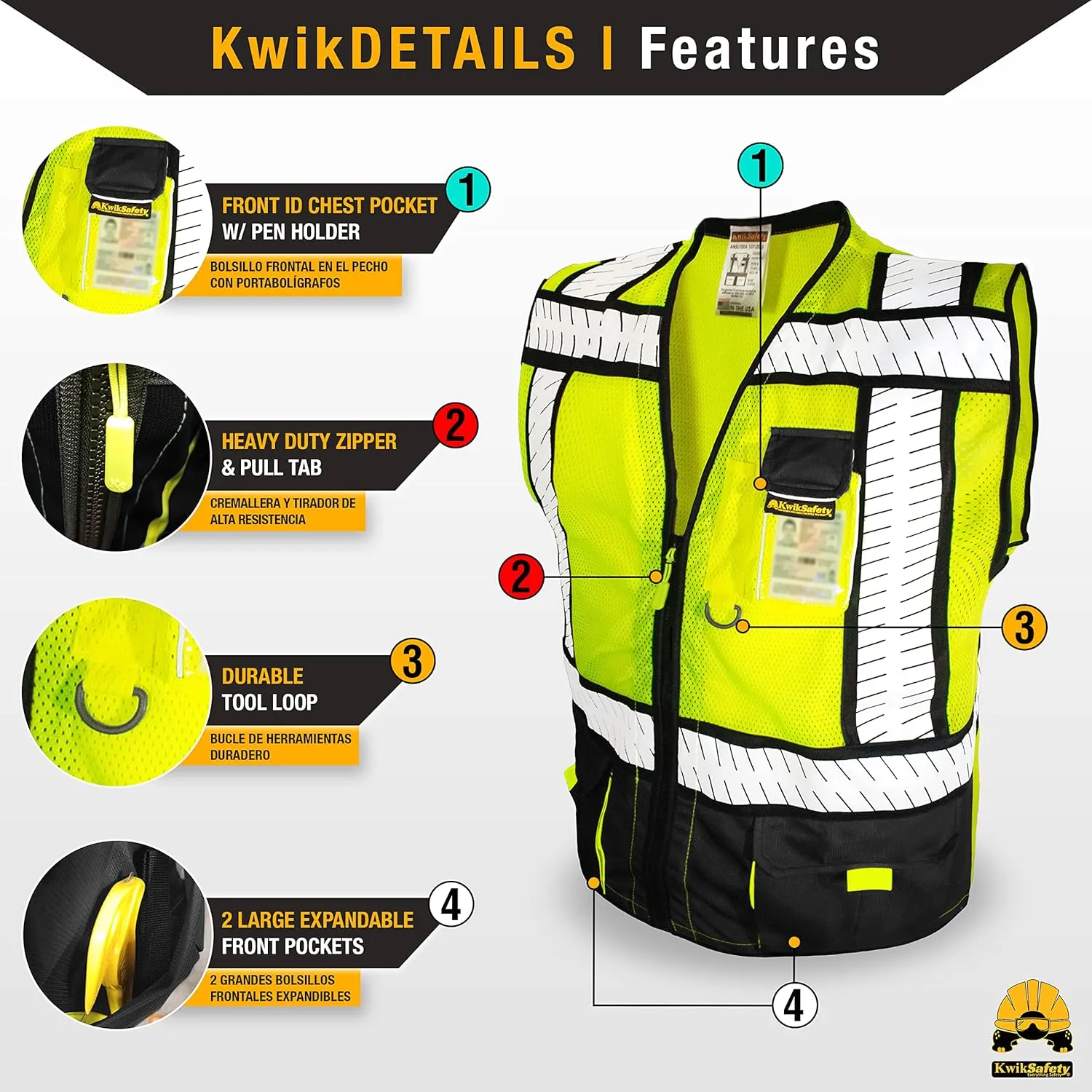 KwikSafety - SHERIFF & SPECIALIST Safety Vest [Multi-Use Pockets] Class 2 Reflective Vest ANSI OSHA Safety Vest for Men