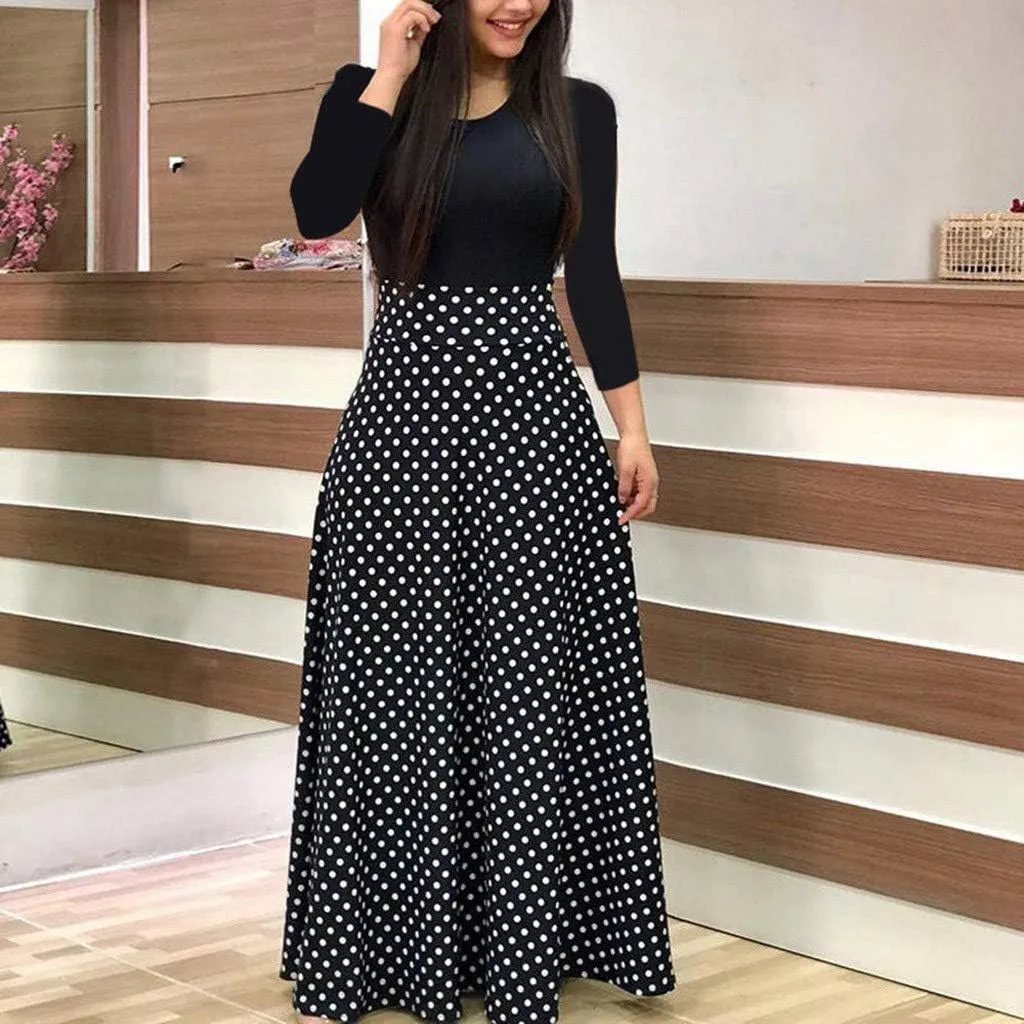 Long Sleeve Maxi Dress for Women 2024 Spring Summer Boho Floral Print Plus Size Floor Length Dress Casual Long Sundresses
