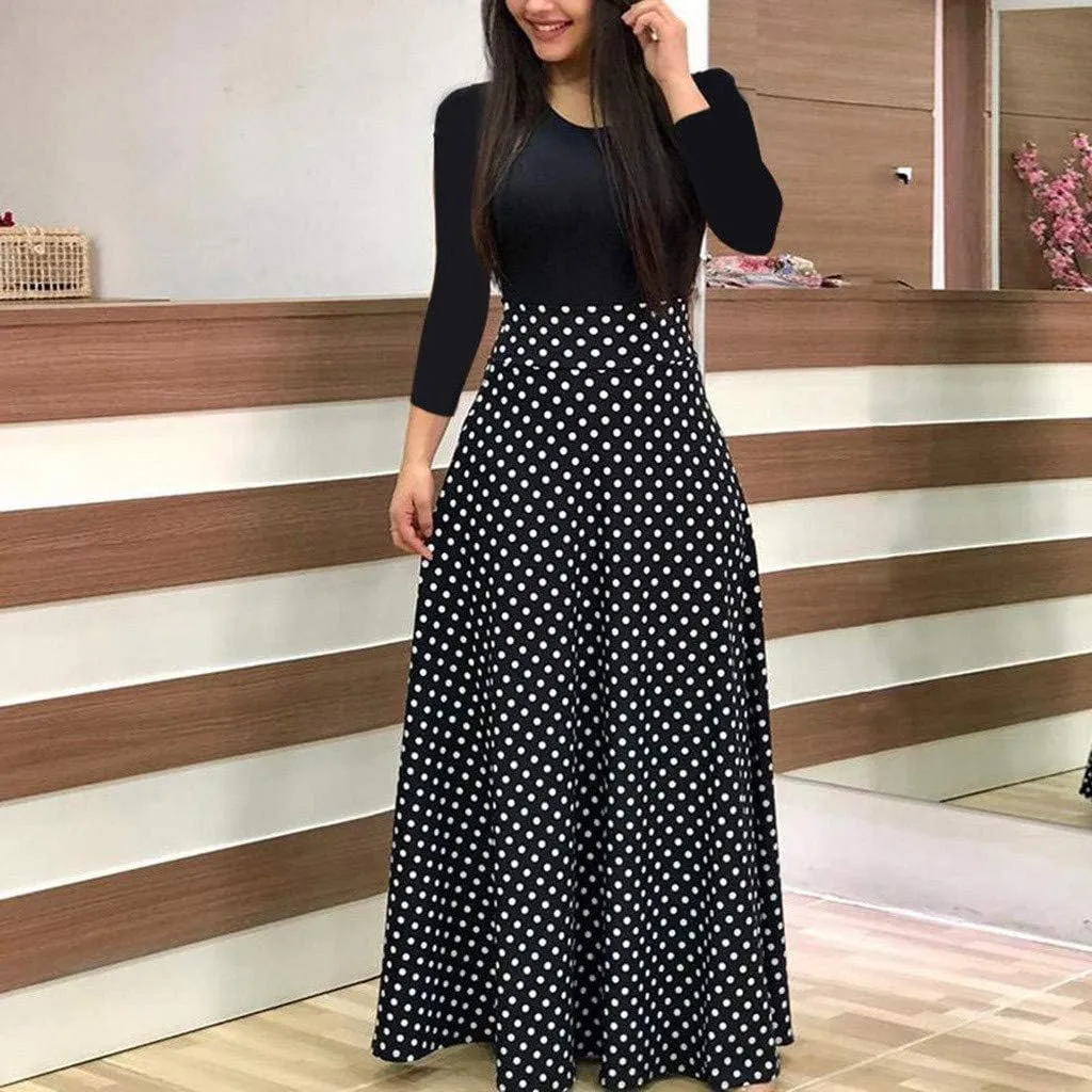 Long Sleeve Maxi Dress for Women 2024 Spring Summer Boho Floral Print Plus Size Floor Length Dress Casual Long Sundresses