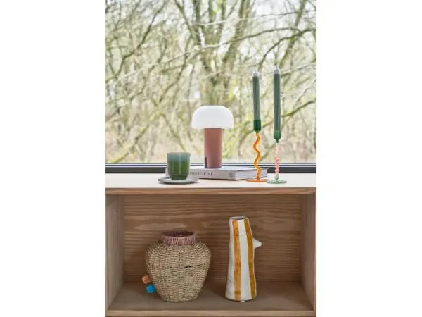 Lysestake glass - grønn/rosa