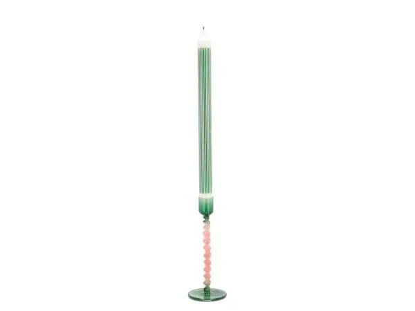 Lysestake glass - grønn/rosa