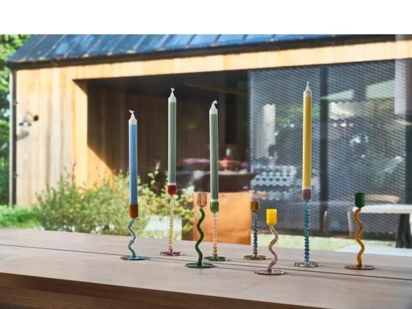 Lysestake glass - grønn/rosa