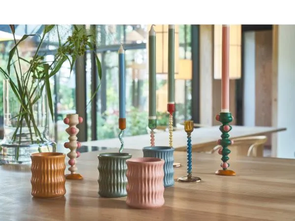 Lysestake glass - grønn/rosa