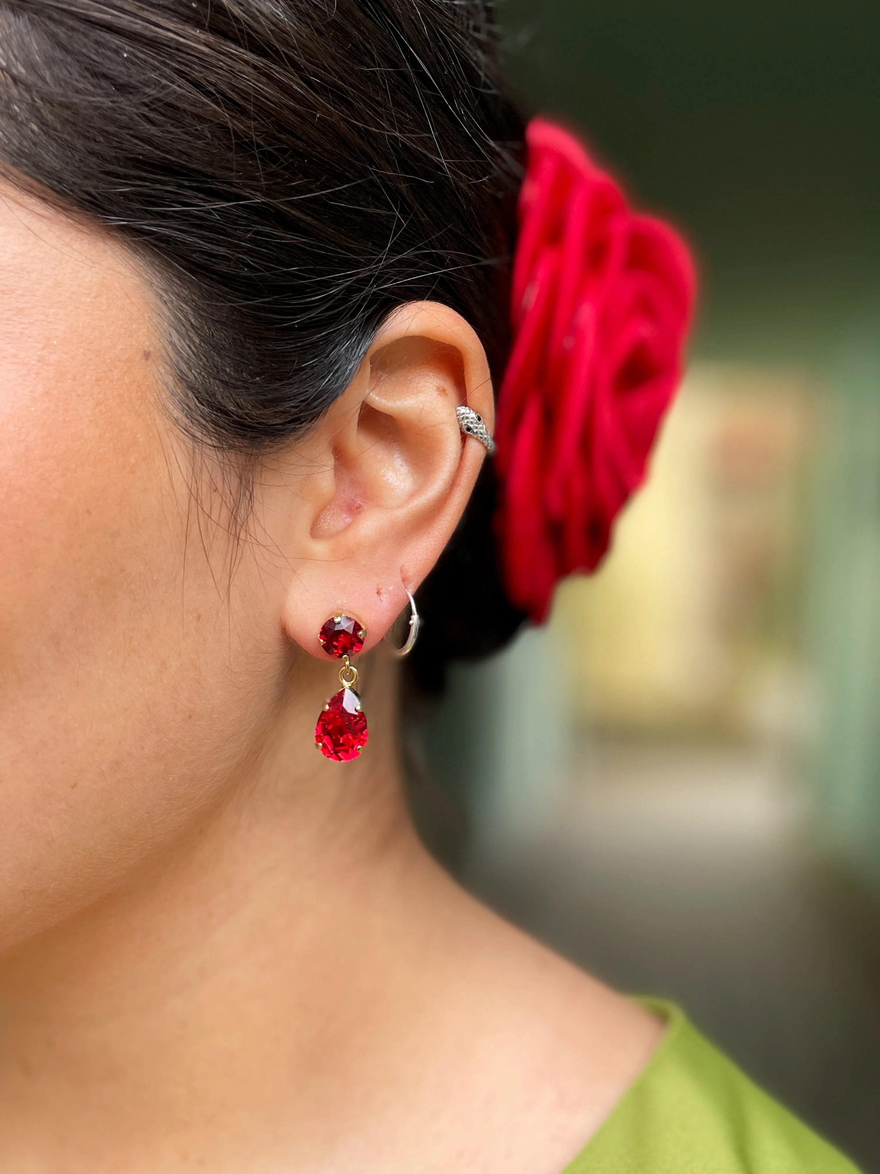Mini drop earrings - fuchsia