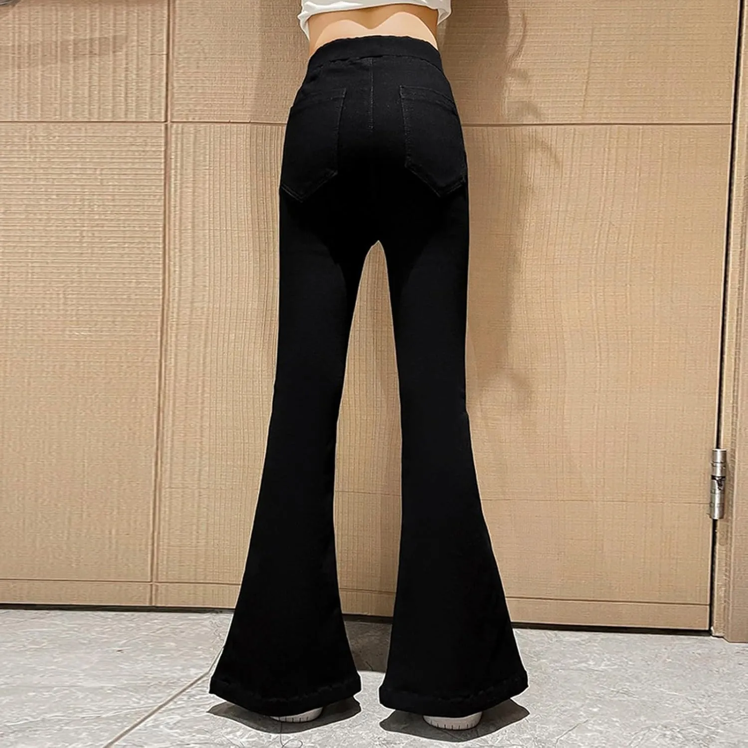Moonker Toddler Girls Skinny Bell-Bottom Pants Fit High Waist Wide Leg Stretchy Flared Trousers Summer Comfy