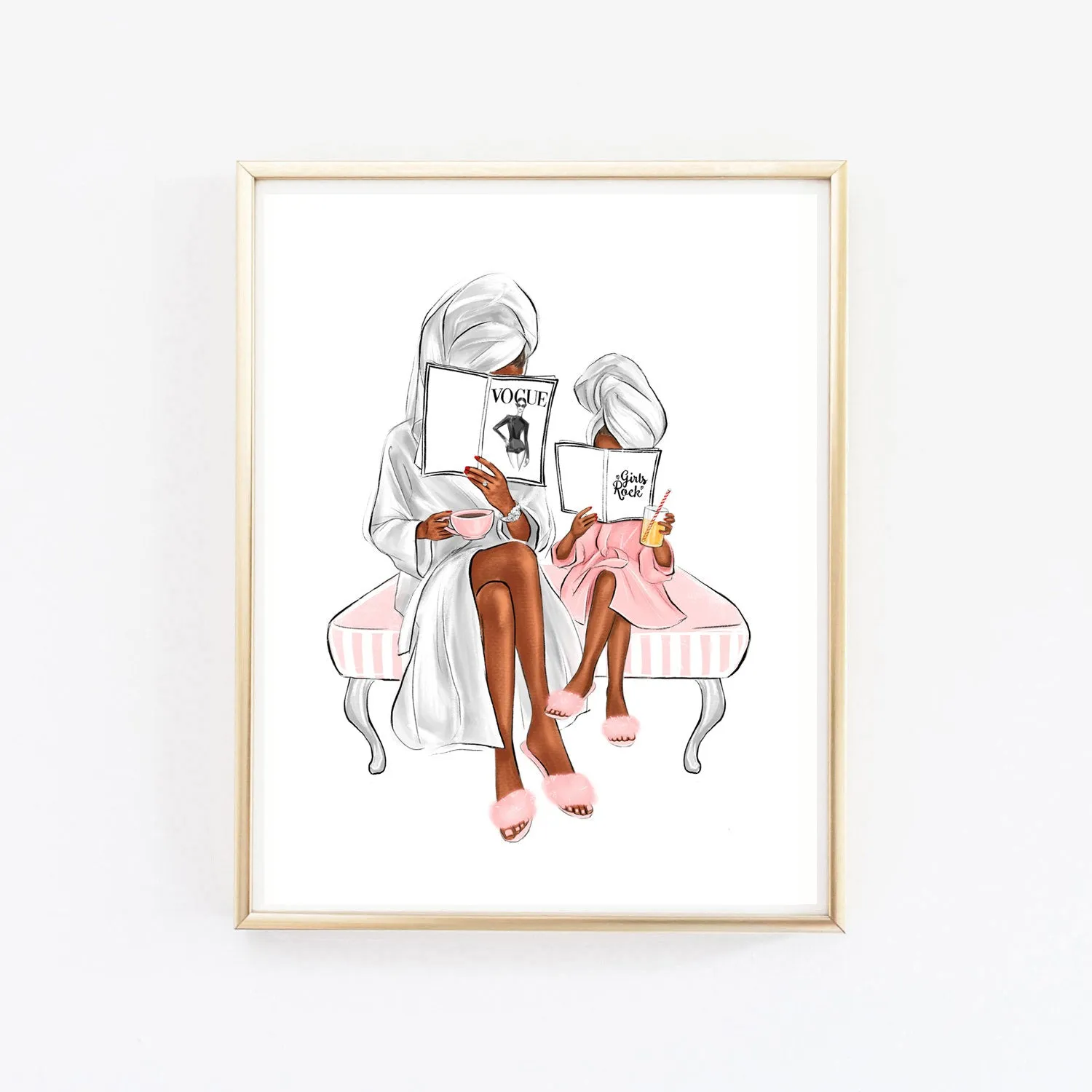 Mother and Daughter time Art Print Fashion Illustration