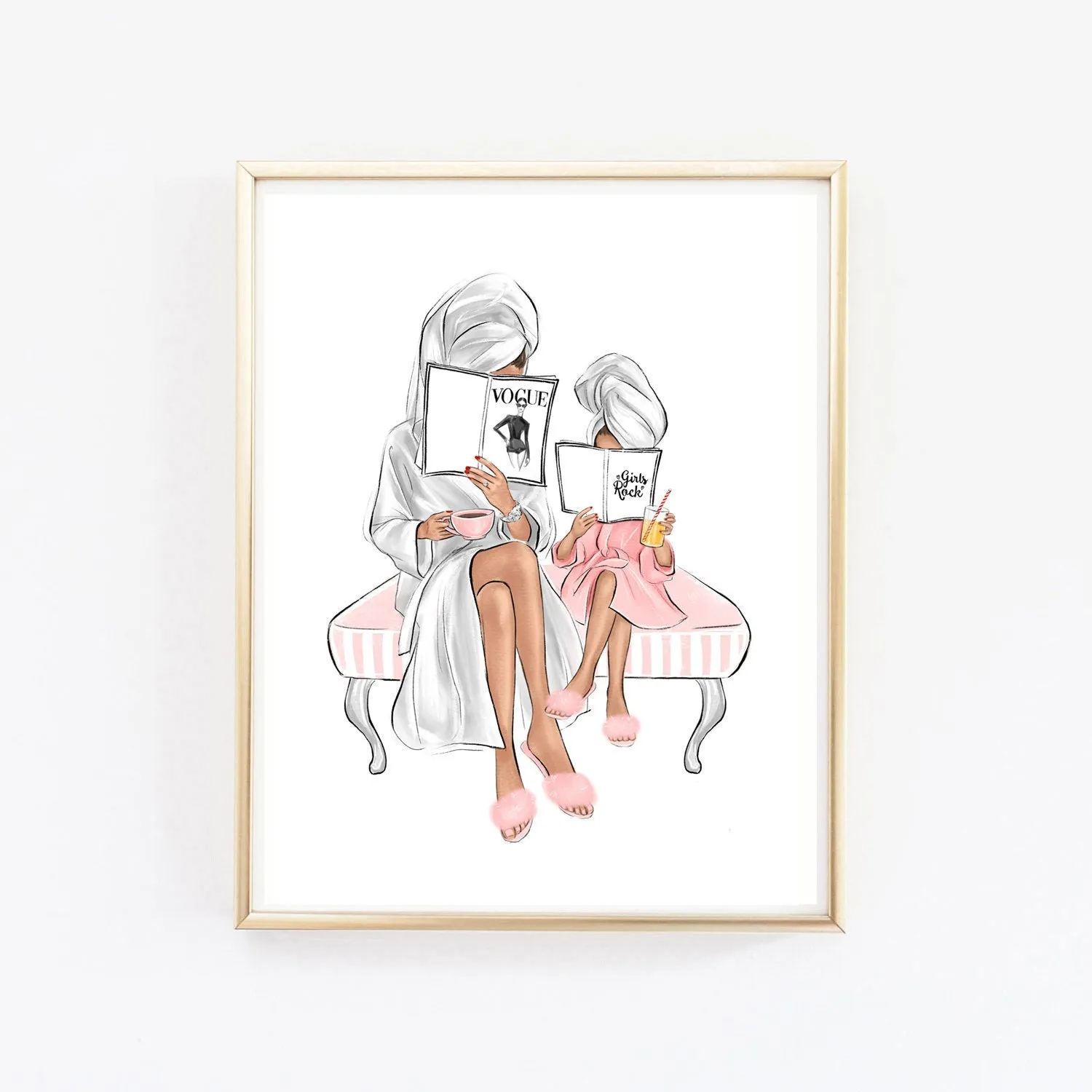 Mother and Daughter time Art Print Fashion Illustration