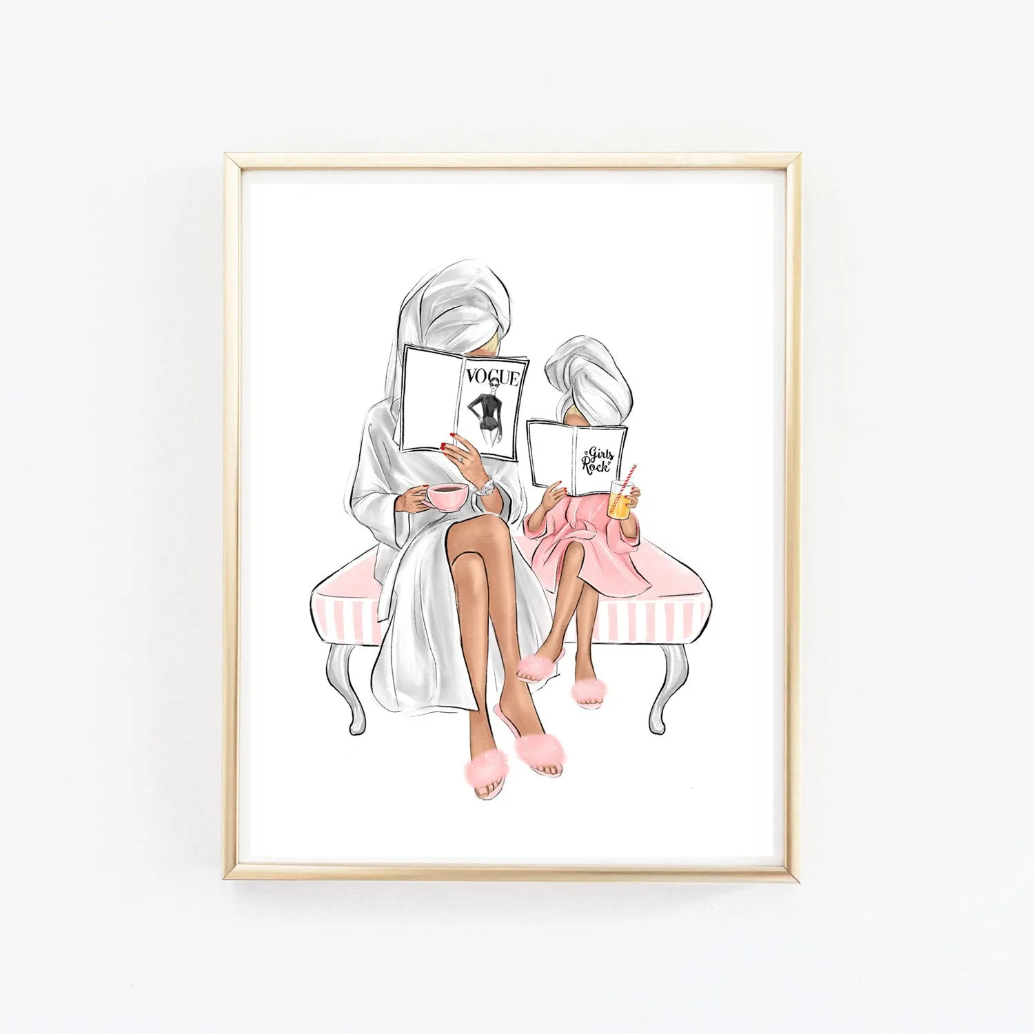 Mother and Daughter time Art Print Fashion Illustration