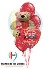 Oso Gigante XOXO Metalico & Corazon I love You Everyday not Just on Valentine´s con latex de corazon impresos
