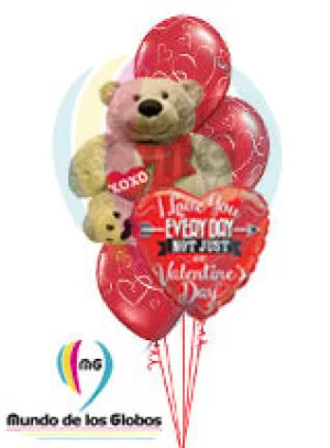Oso Gigante XOXO Metalico & Corazon I love You Everyday not Just on Valentine´s con latex de corazon impresos