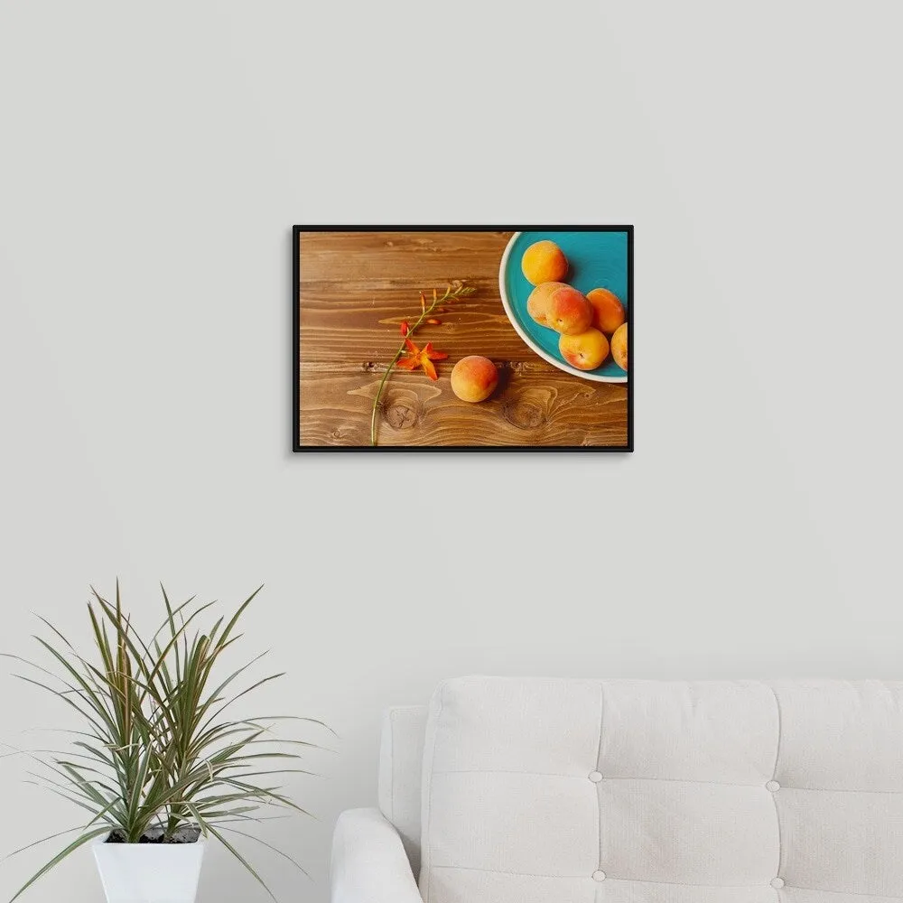 "Melocotones amarillos" Black Float Frame Canvas Art