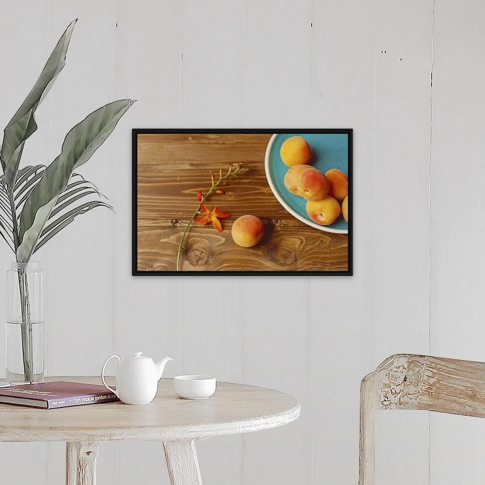 "Melocotones amarillos" Black Float Frame Canvas Art