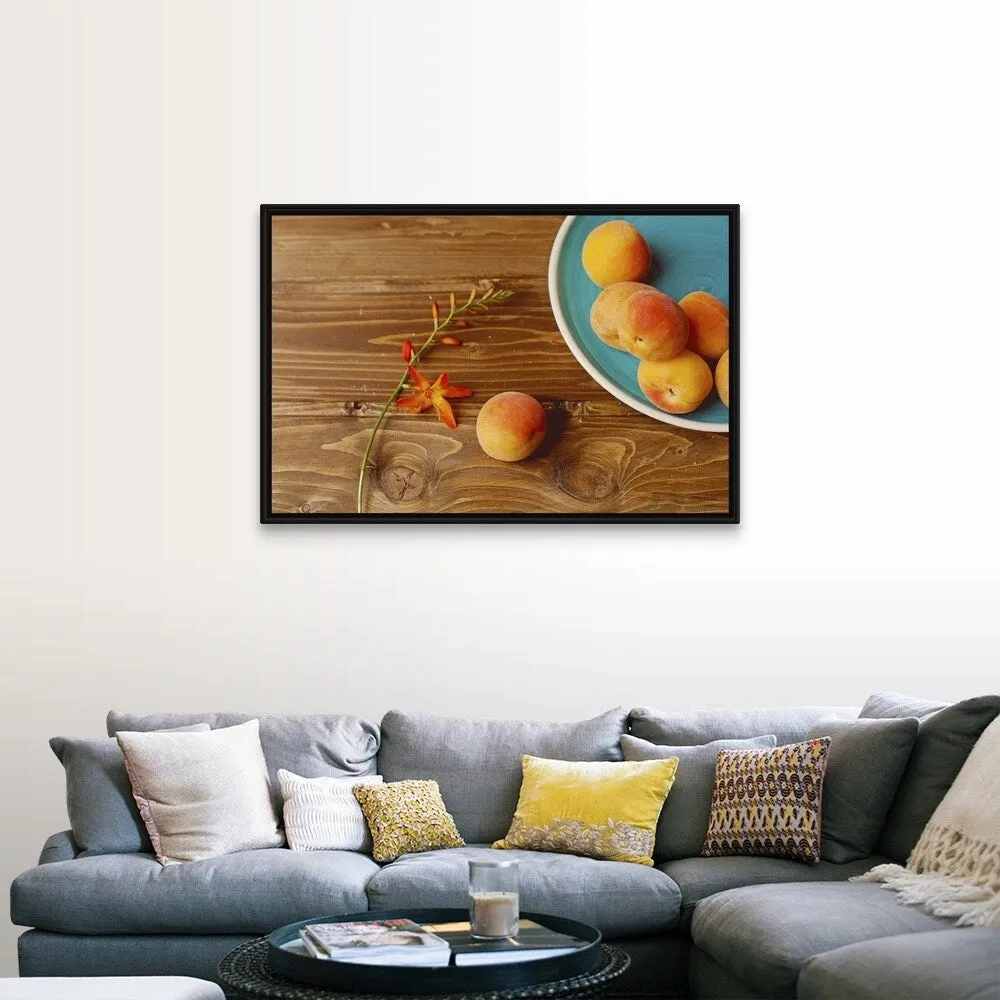 "Melocotones amarillos" Black Float Frame Canvas Art