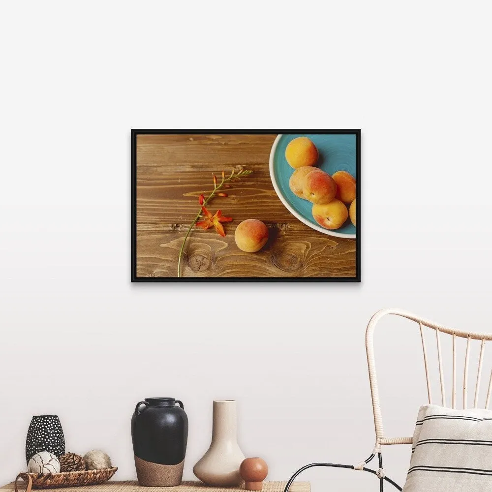 "Melocotones amarillos" Black Float Frame Canvas Art