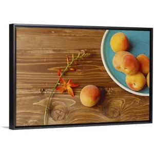"Melocotones amarillos" Black Float Frame Canvas Art