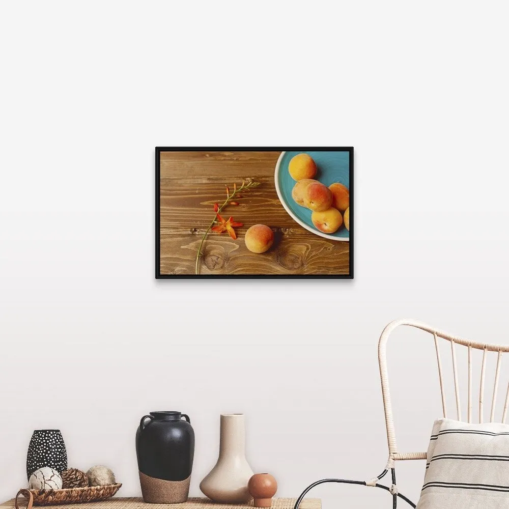 "Melocotones amarillos" Black Float Frame Canvas Art