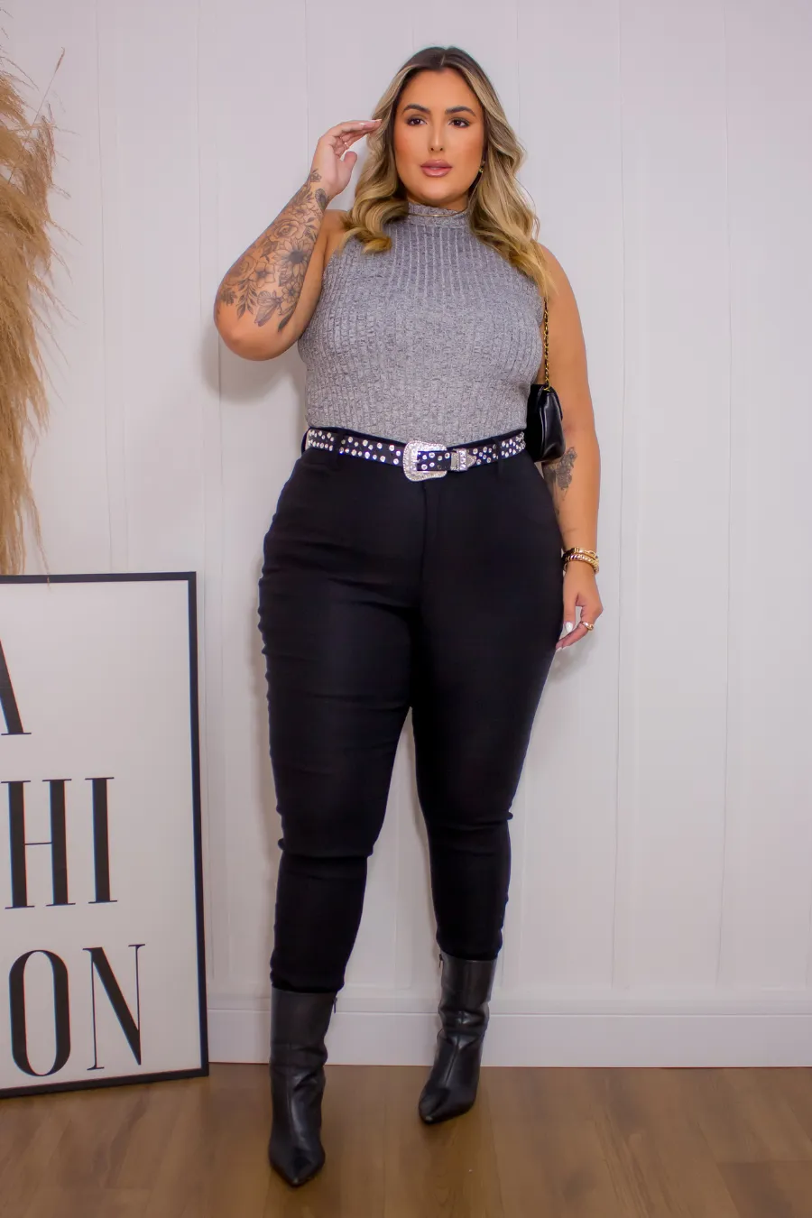 Regata Plus Size Canelada Eloa Mescla