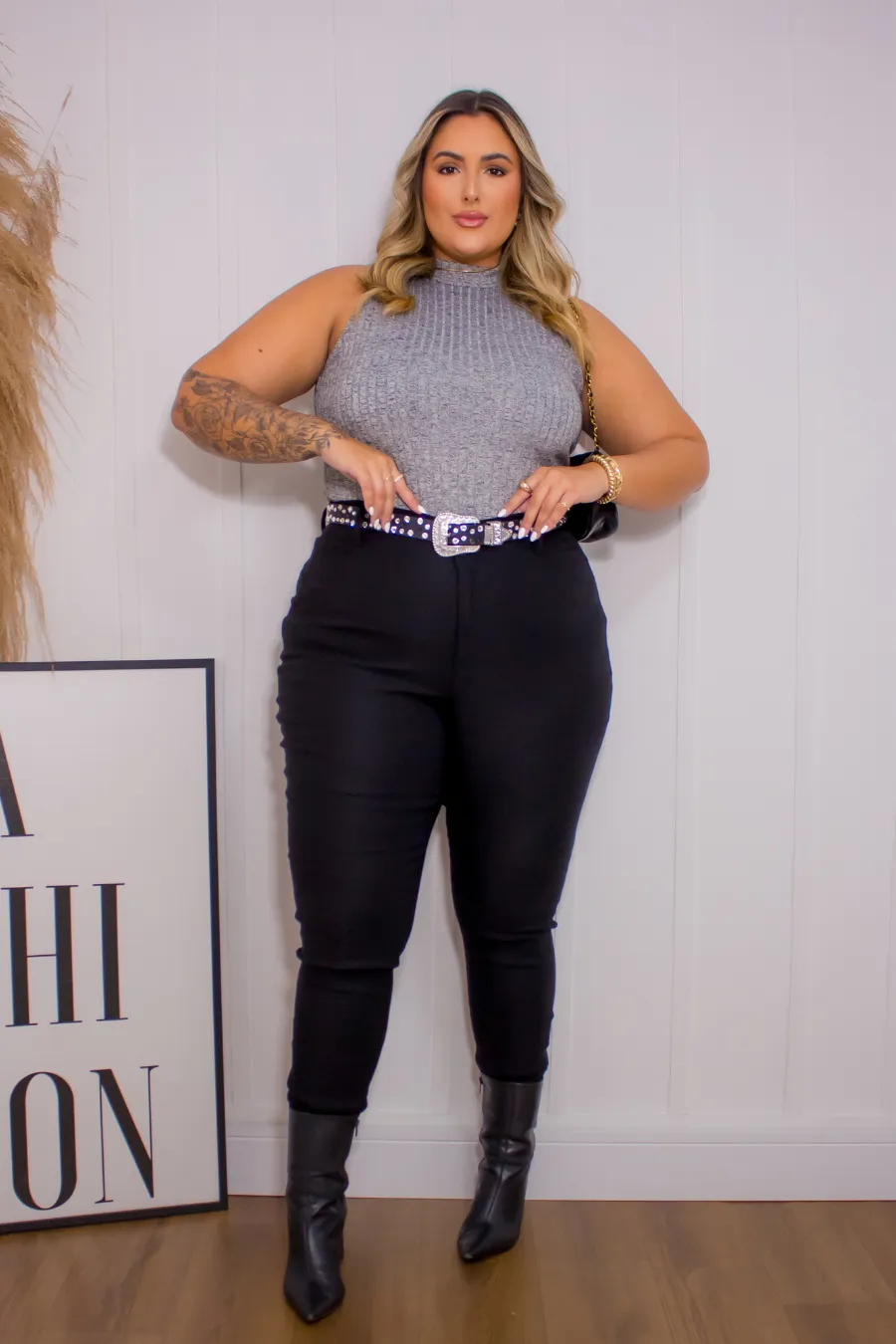Regata Plus Size Canelada Eloa Mescla