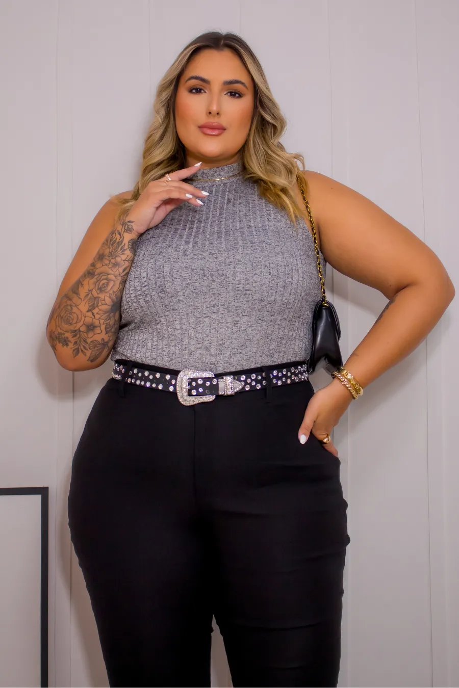 Regata Plus Size Canelada Eloa Mescla