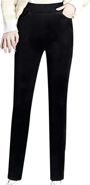 sdbrld Corduroy Pants Women,Womens Corduroy Pants Vintage High Waisted Straight Leg Pants Loose Comfy Trousers with Pockets
