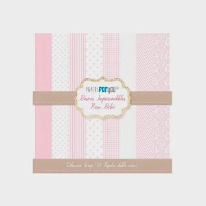 Set 10 Papeles Scrap Rosa Bebé 30x30 Papers For You