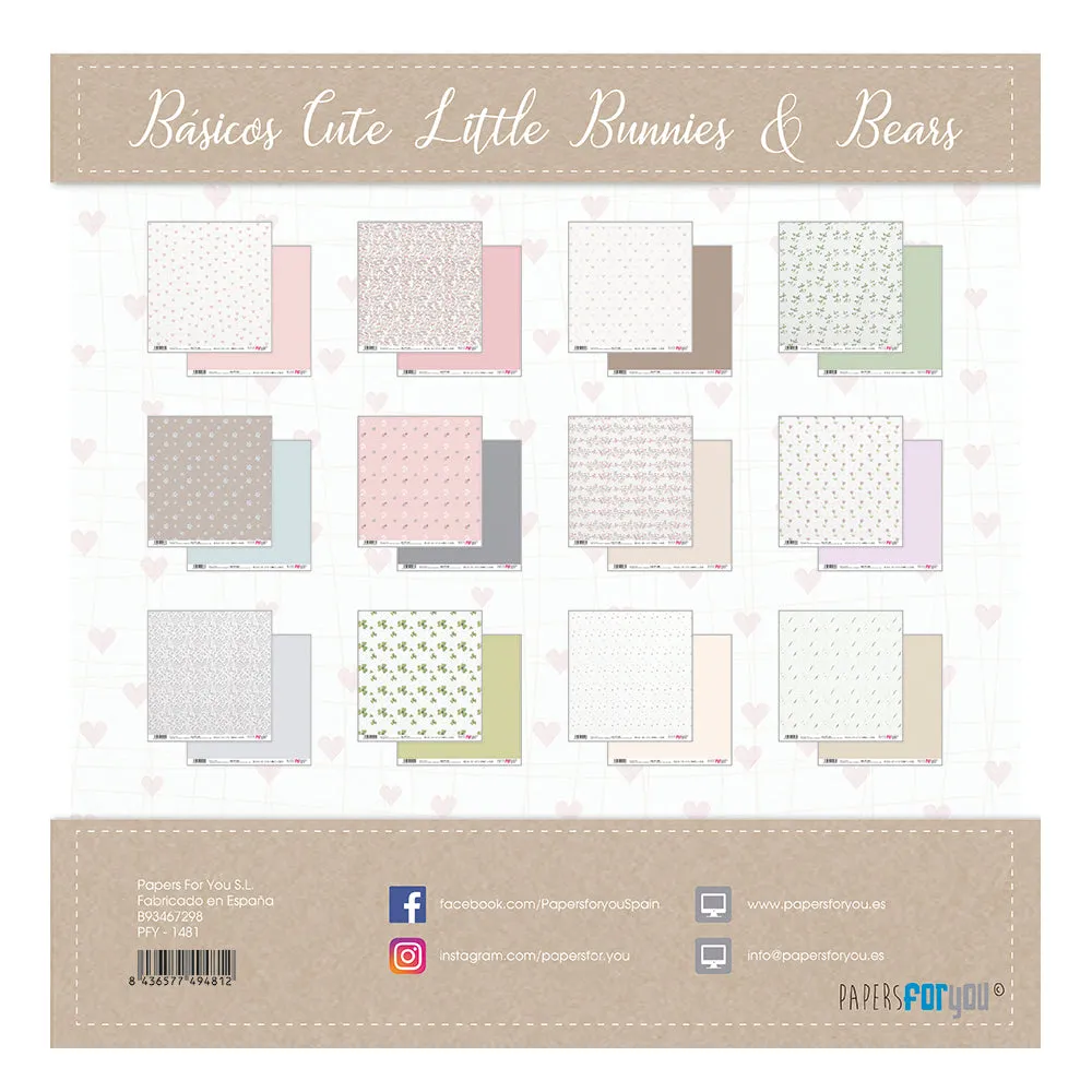 Set 12 Papeles Scrap Cute Little Bunnies 30x30 Papers For You